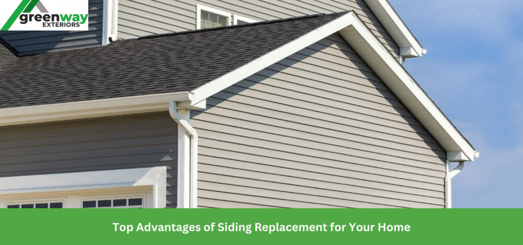 Before and after siding replacement by Greenway Exteriors, showcasing improved home exterior.