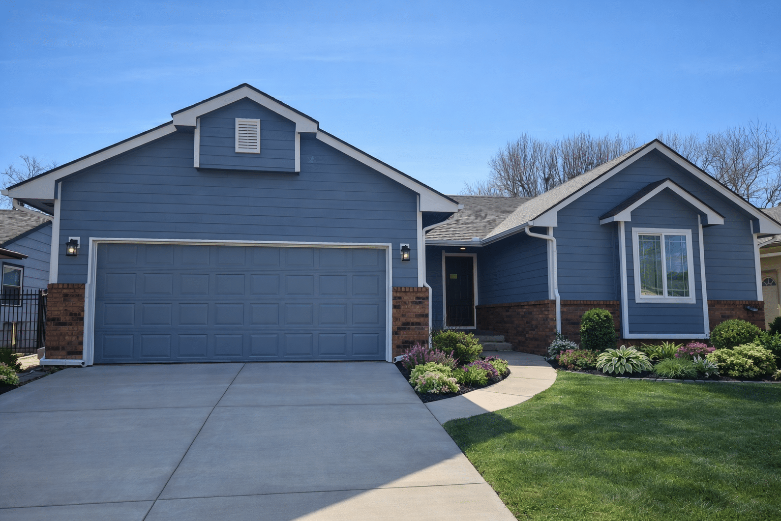 Blue siding replacement home exterior Wichita KS